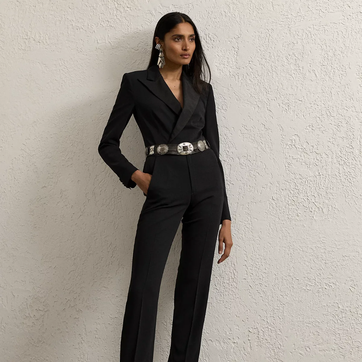Tenney Wool Gabardine Tuxedo Jumpsuit by Ralph Lauren