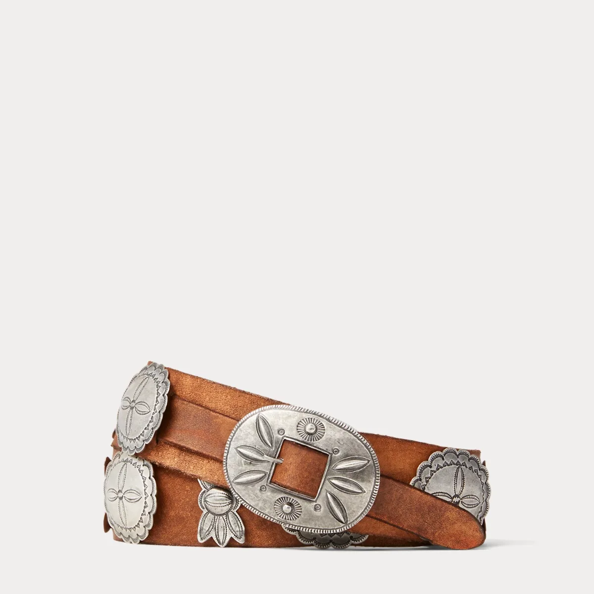 Leather Cast Concho Belt by Ralph Lauren