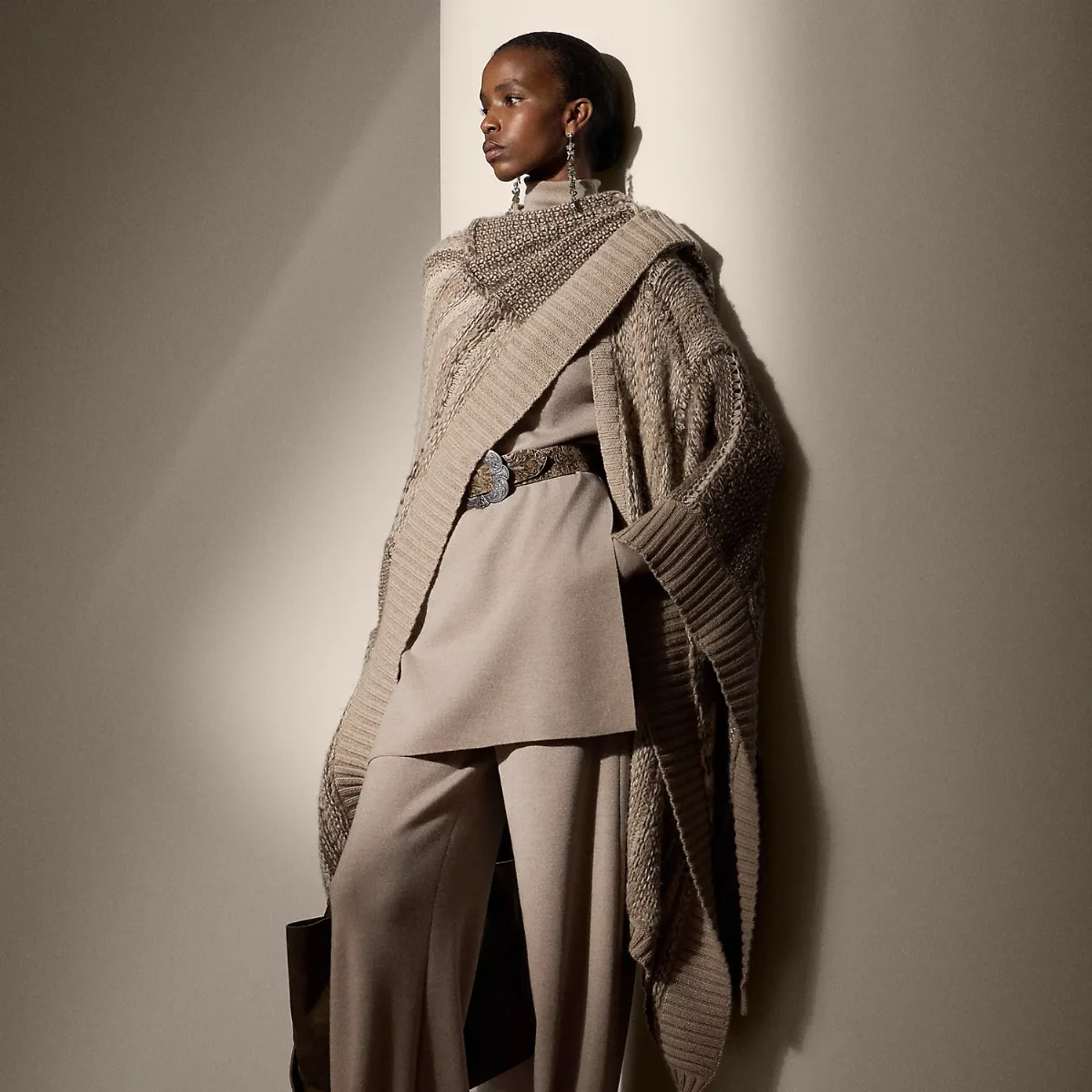 Cashmere-Blend Patchwork Wrap Sweater by Ralph Lauren
