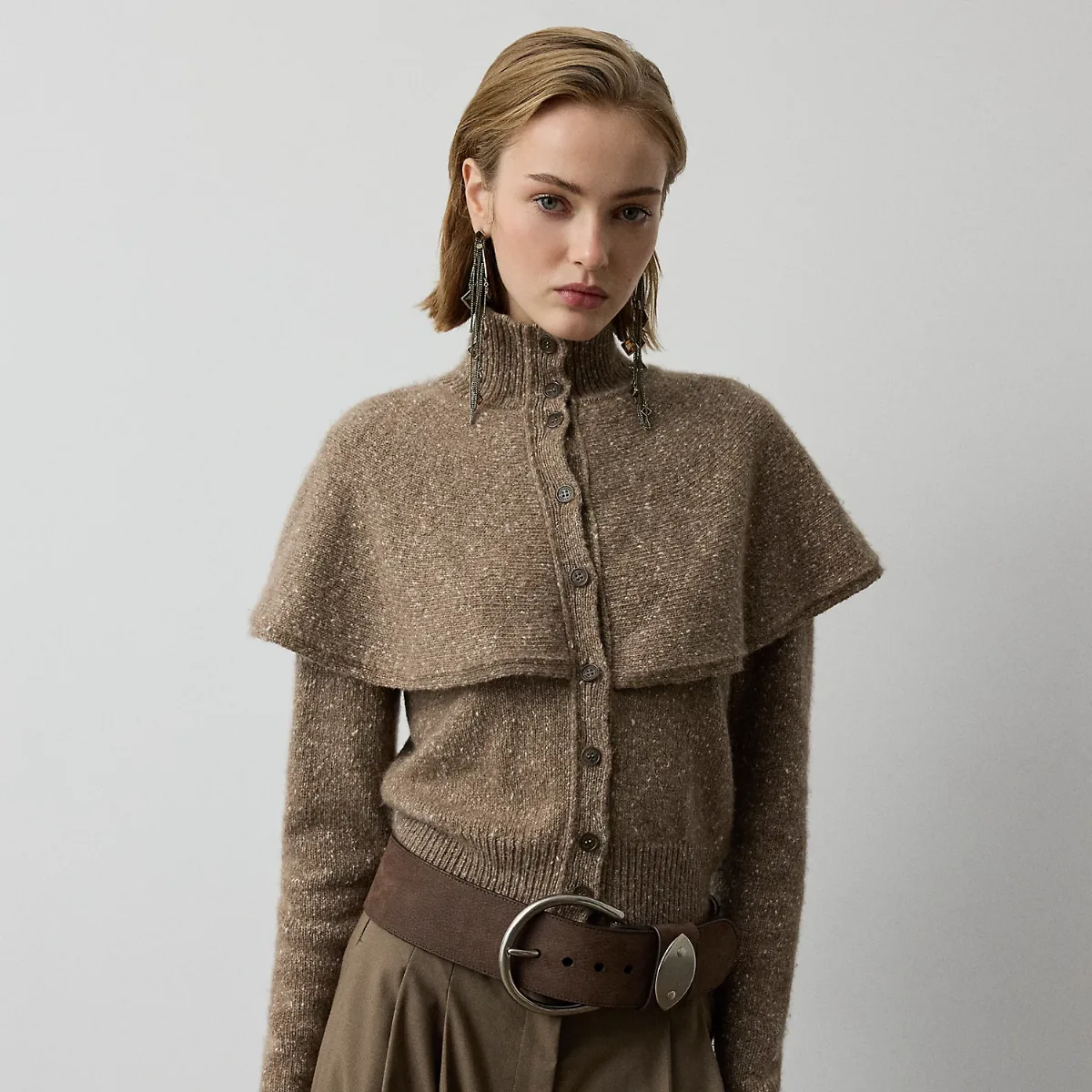 Cashmere Donegal Cape Cardigan Sweater by Ralph Lauren
