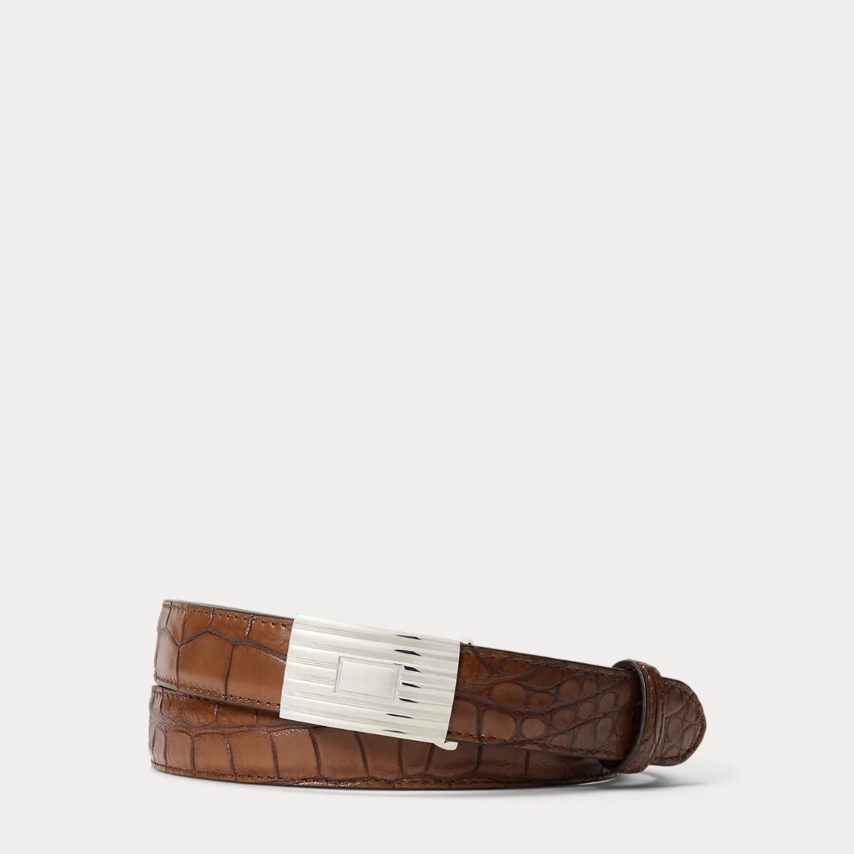 Sterling Silver-Buckle Alligator Belt by Ralph Lauren