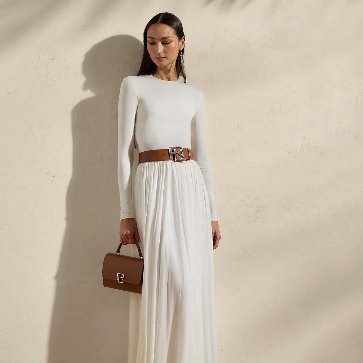 Shirred Crepe Jersey Day Dress