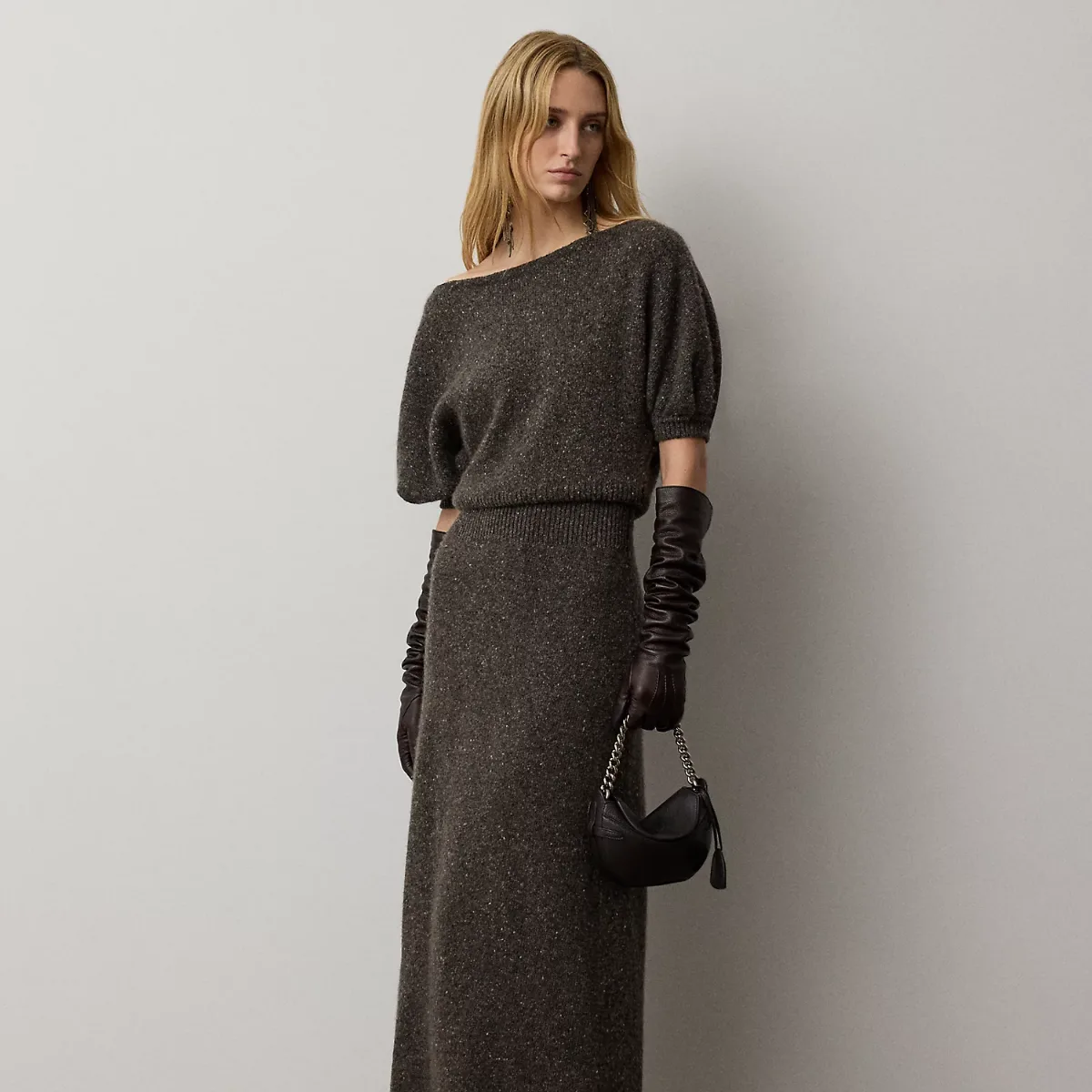 Cecie Cashmere-Blend Donegal Day Dress by Ralph Lauren