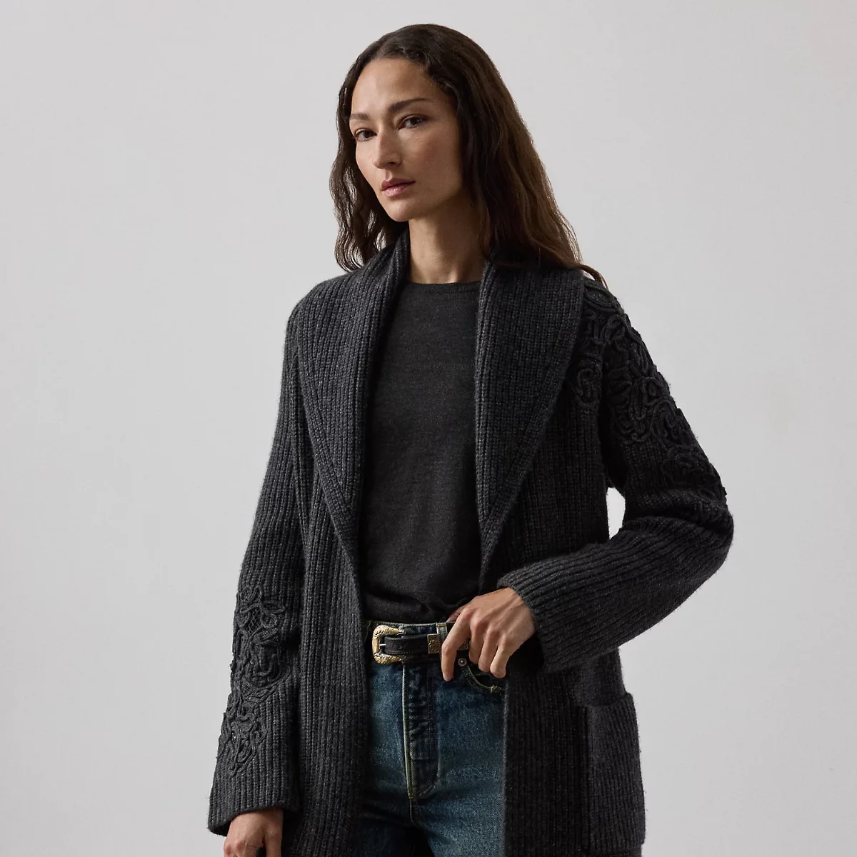 Embroidered Shawl-Collar Cardigan by Ralph Lauren