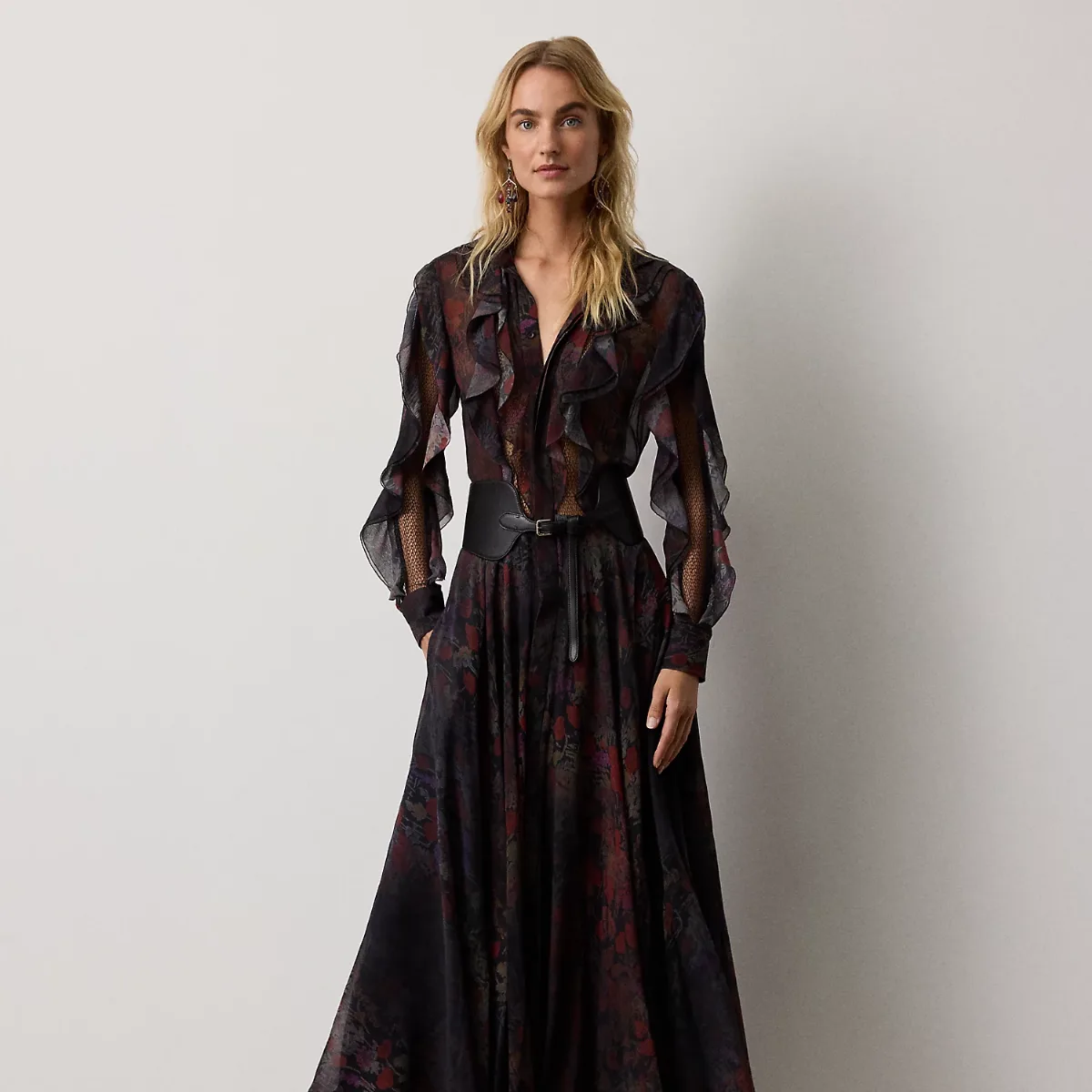 Melony Floral Crinkle Chiffon Day Dress by Ralph Lauren