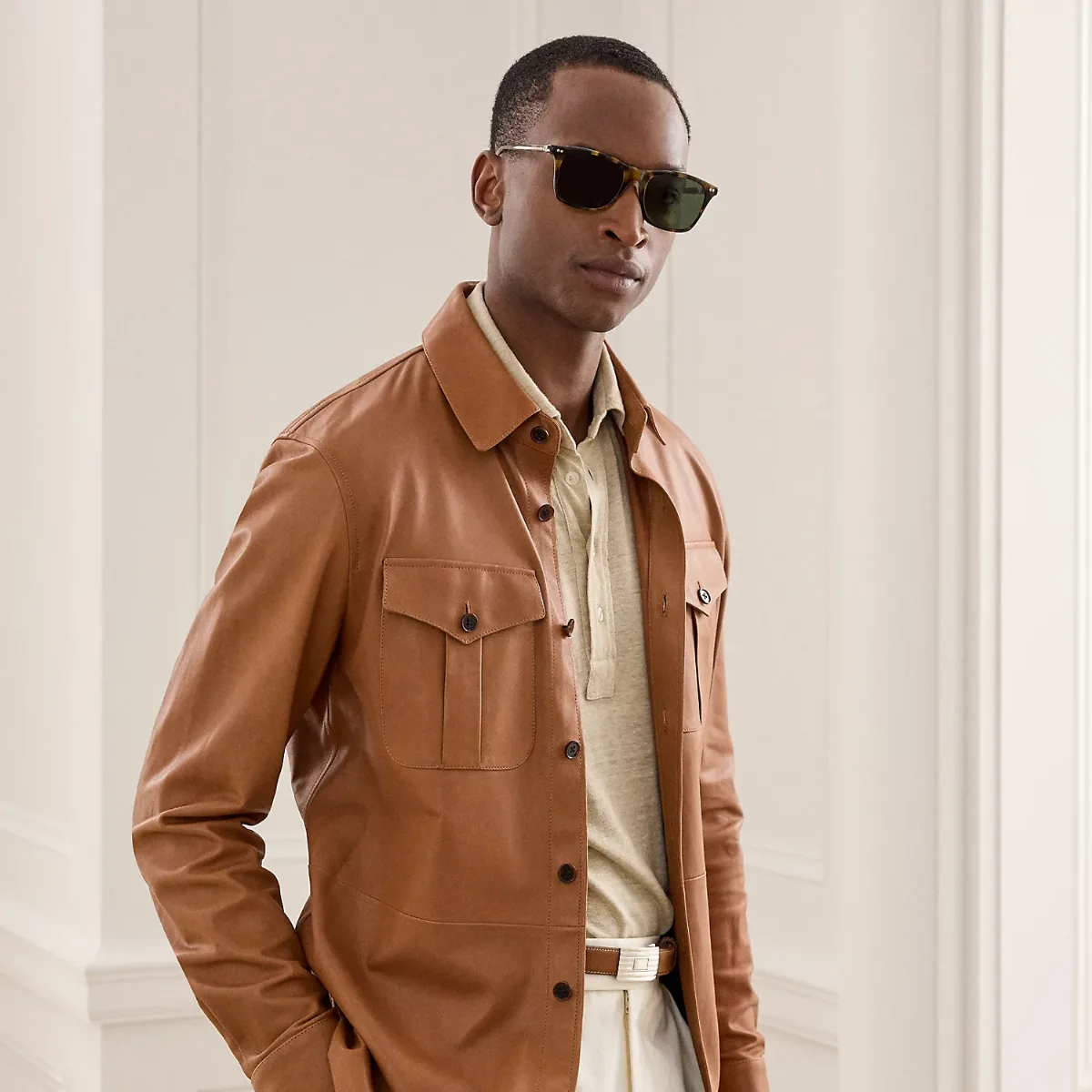 Leather Overshirt by Ralph Lauren
