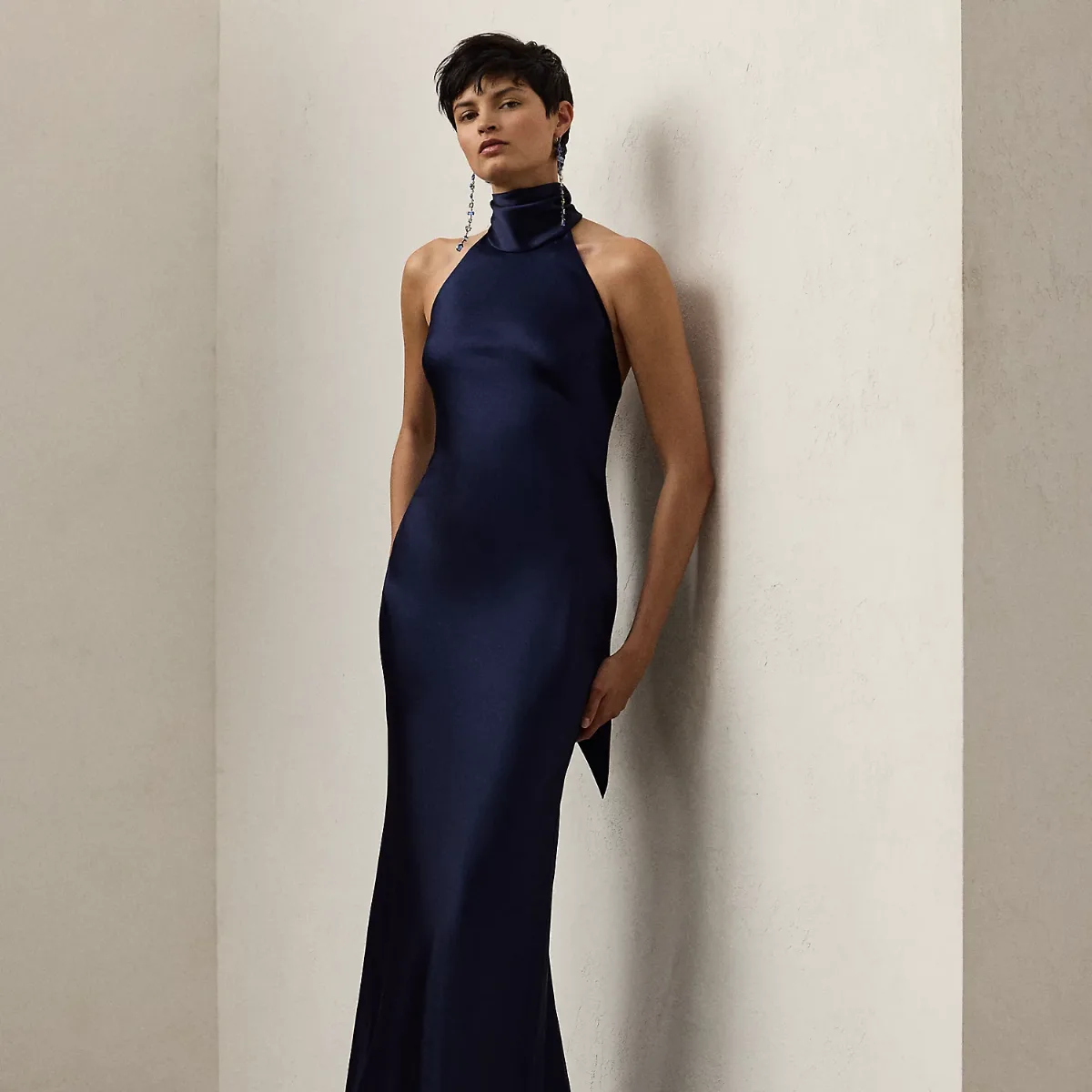 Chilton Stretch Satin Evening Dress