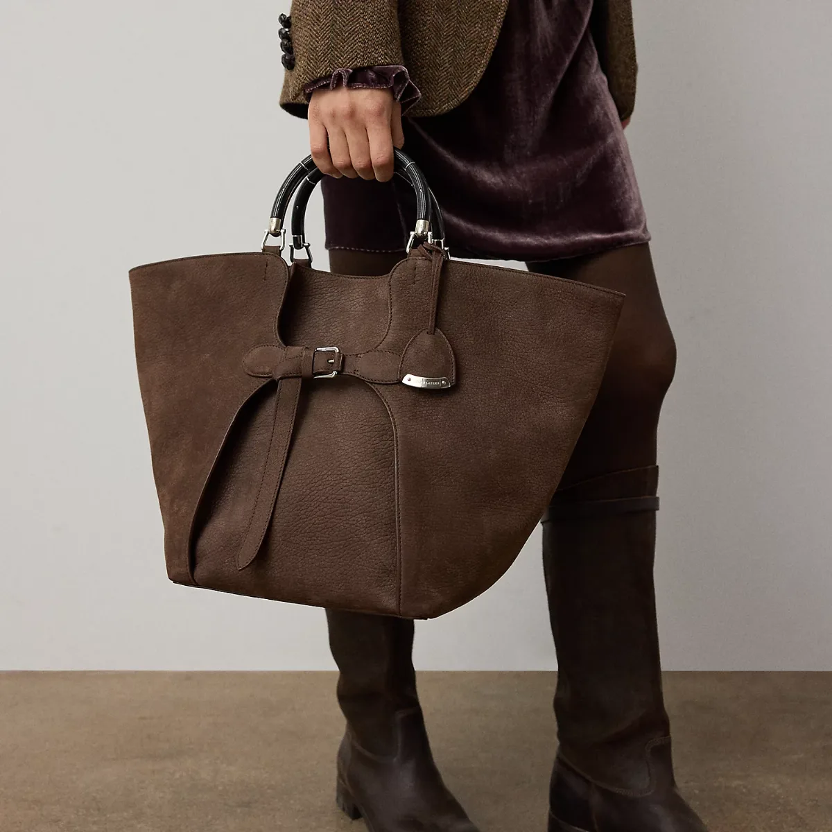 The Ralph Nubuck Pebbled Large Tote by Ralph Lauren
