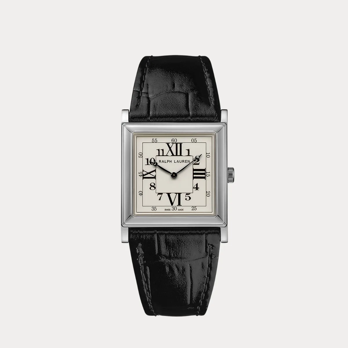 Silver 28 mm White Dial Watch by Ralph Lauren