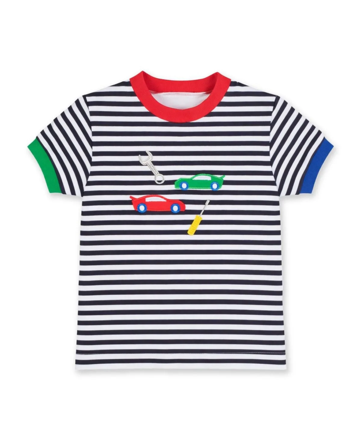Stripe Knit T-Shirt with Cars and Tools by Florence Eiseman