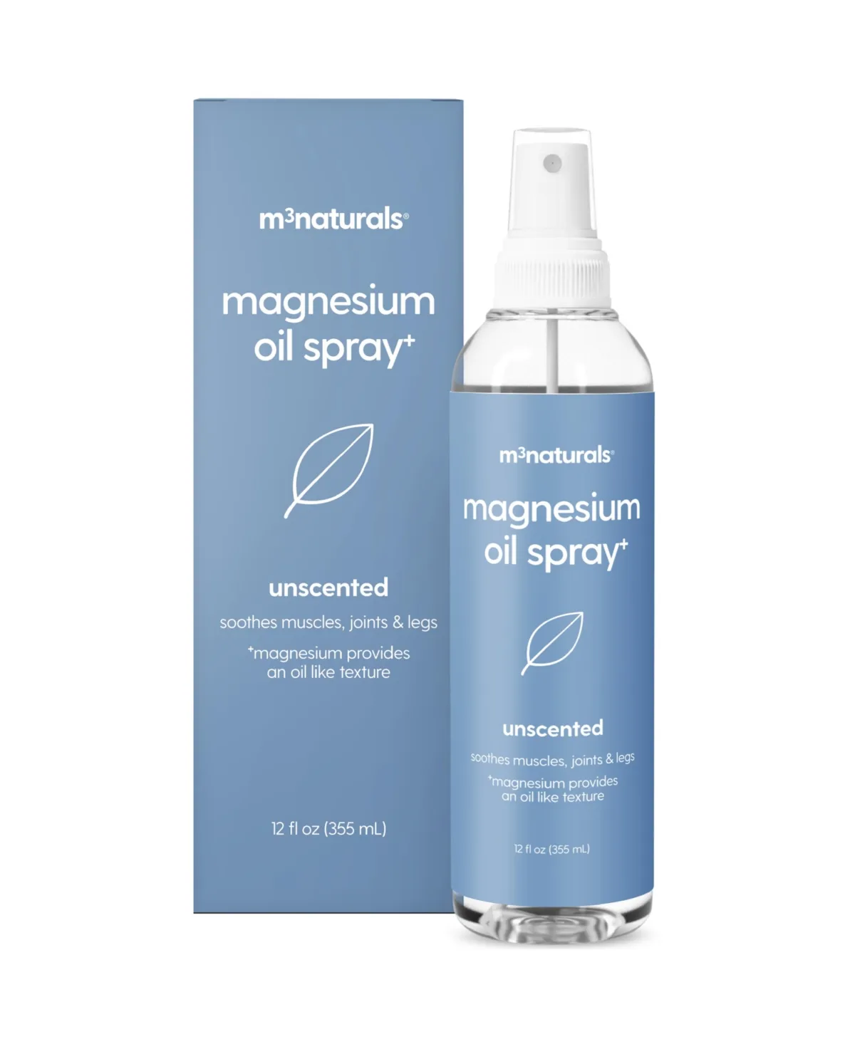 Naturals Unscented Magnesium Oil Spray, 12fl oz by M3