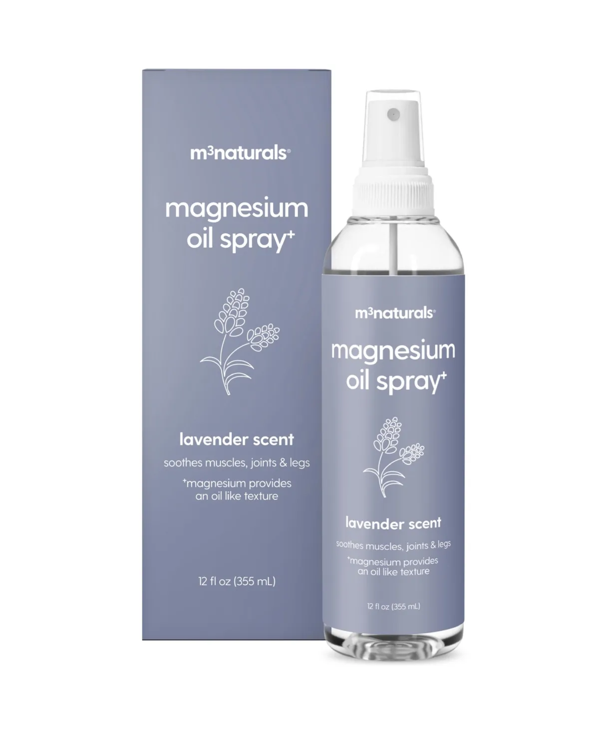 Naturals Lavender Magnesium Oil Spray - Muscle and Sleep Support - Chamomile and Plant Extracts - 12 Fl oz by M3