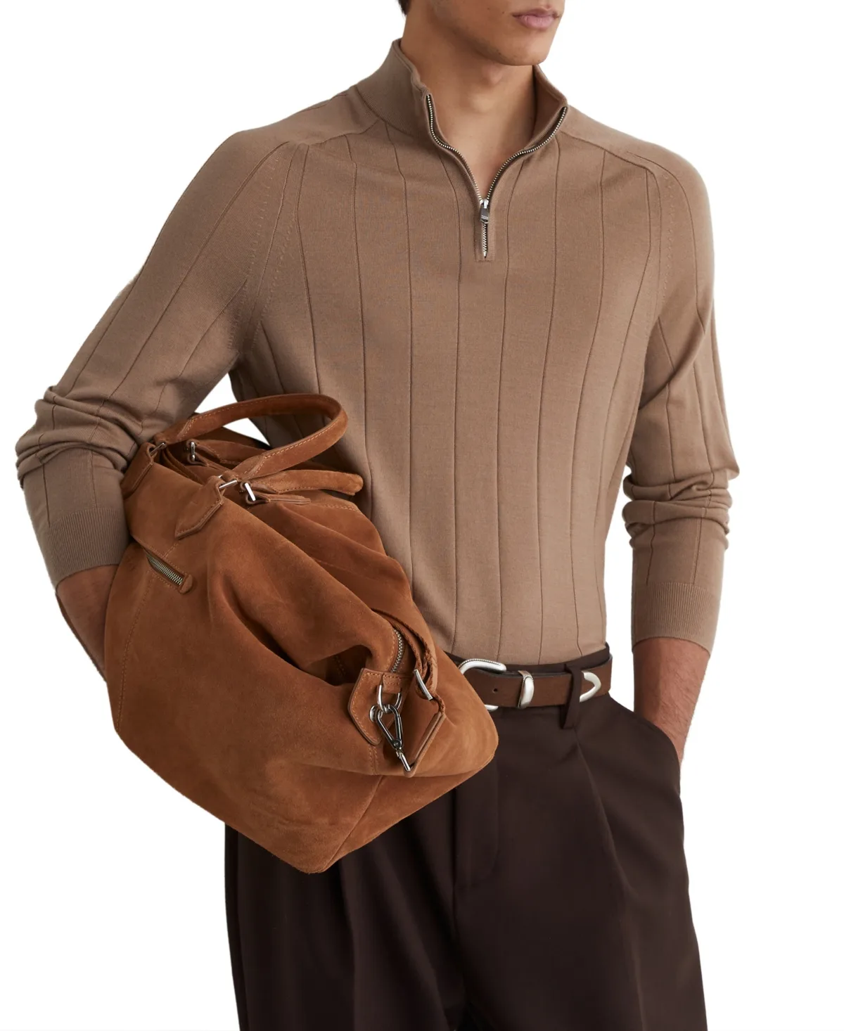 Findlay Merino Wool Wide-Rib Half-Zip Sweater by Reiss