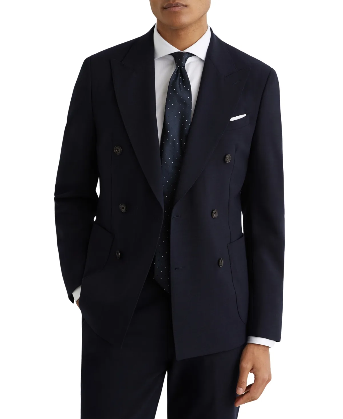 Tailored-Fit Double-Breasted Textured Suit Blazer by Reiss