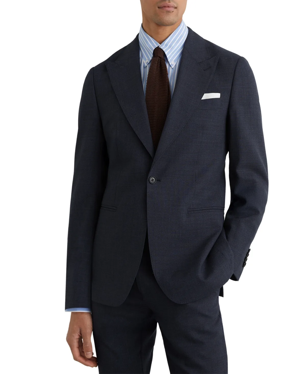 Fiber Tailored-Fit Wool Textured Single-Breasted Blazer by Reiss