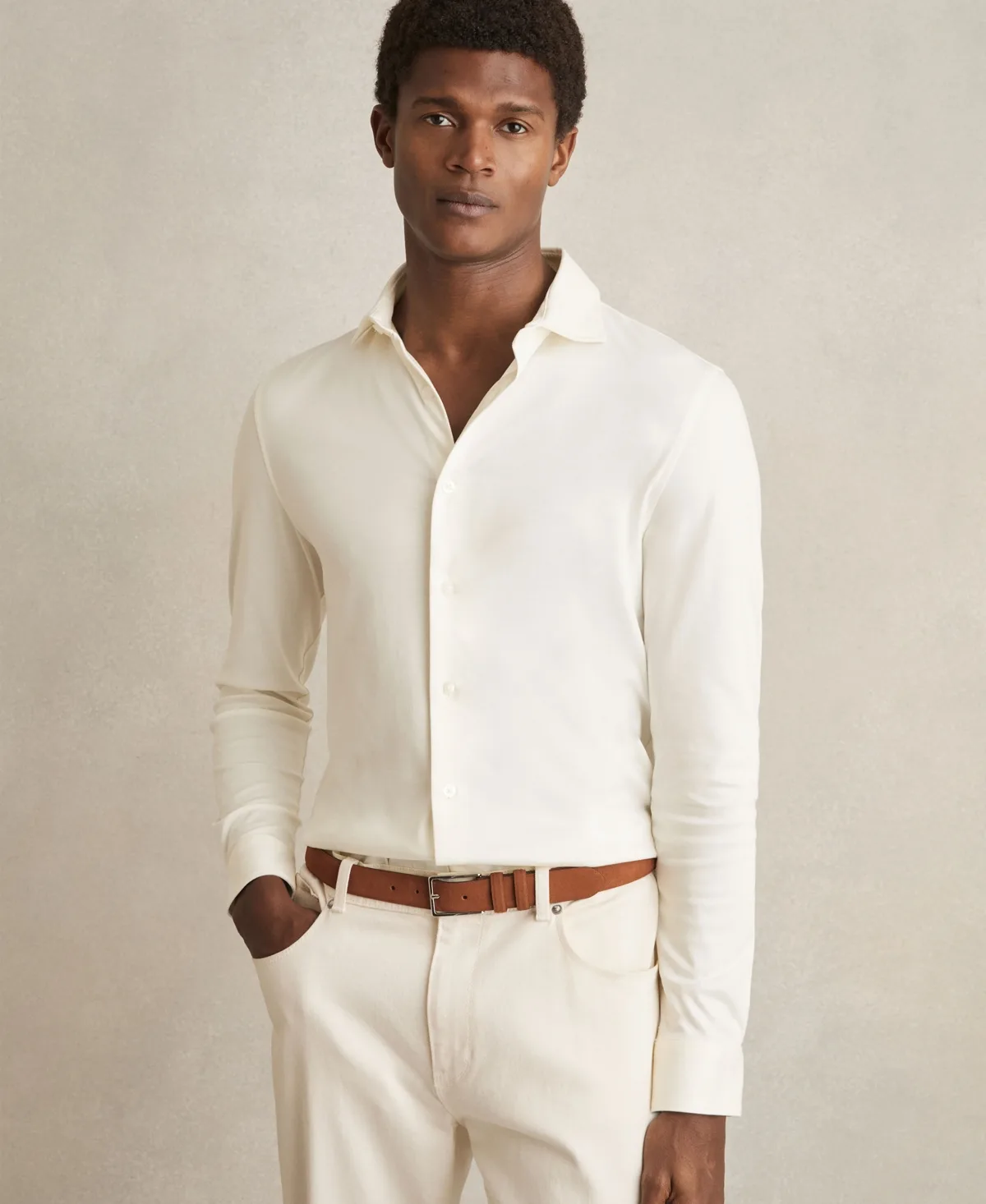 Half-Button Cable-Knit Wool Shirt by Reiss