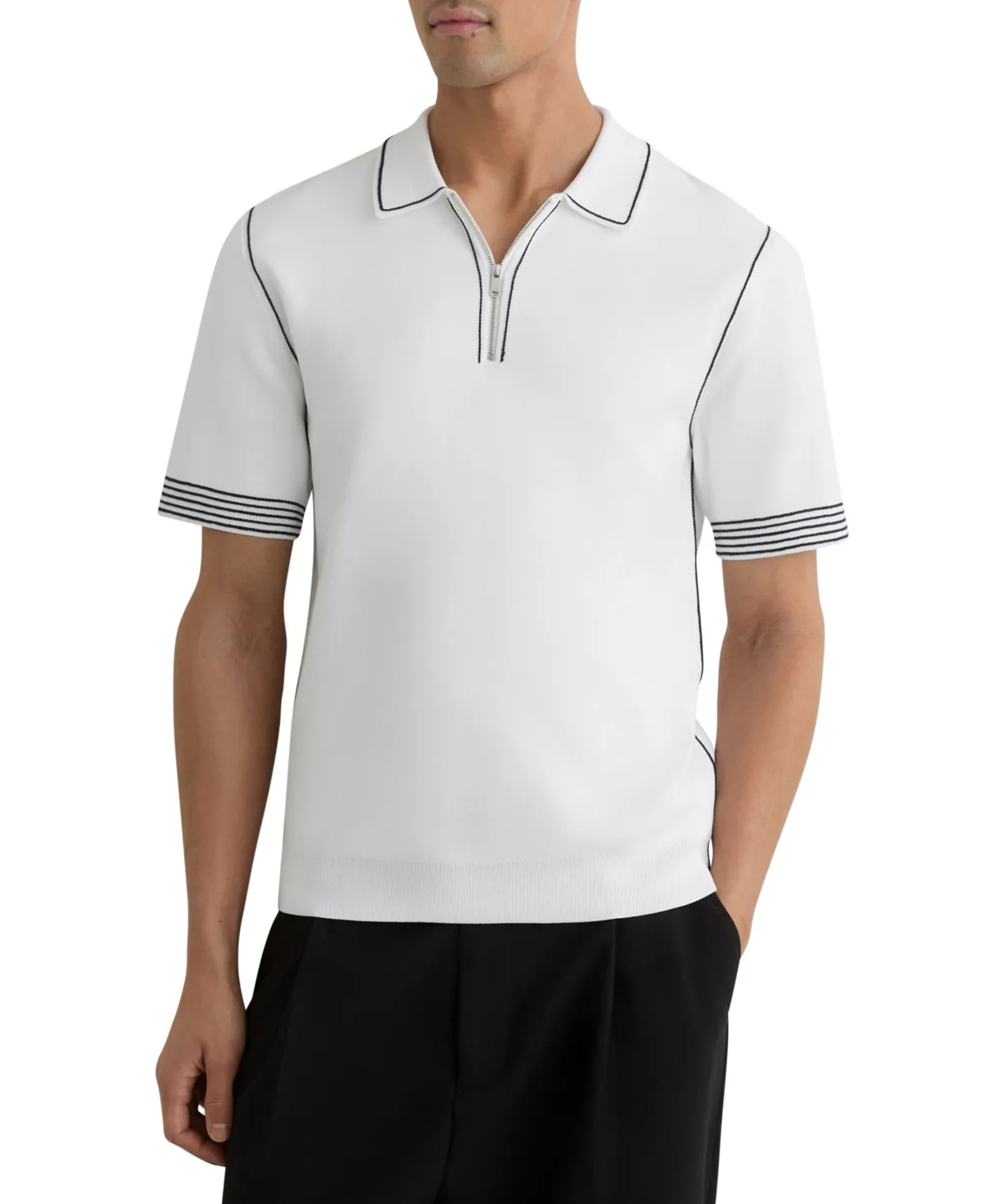 Stitch-Detail Half-Zip Polo Shirt by Reiss