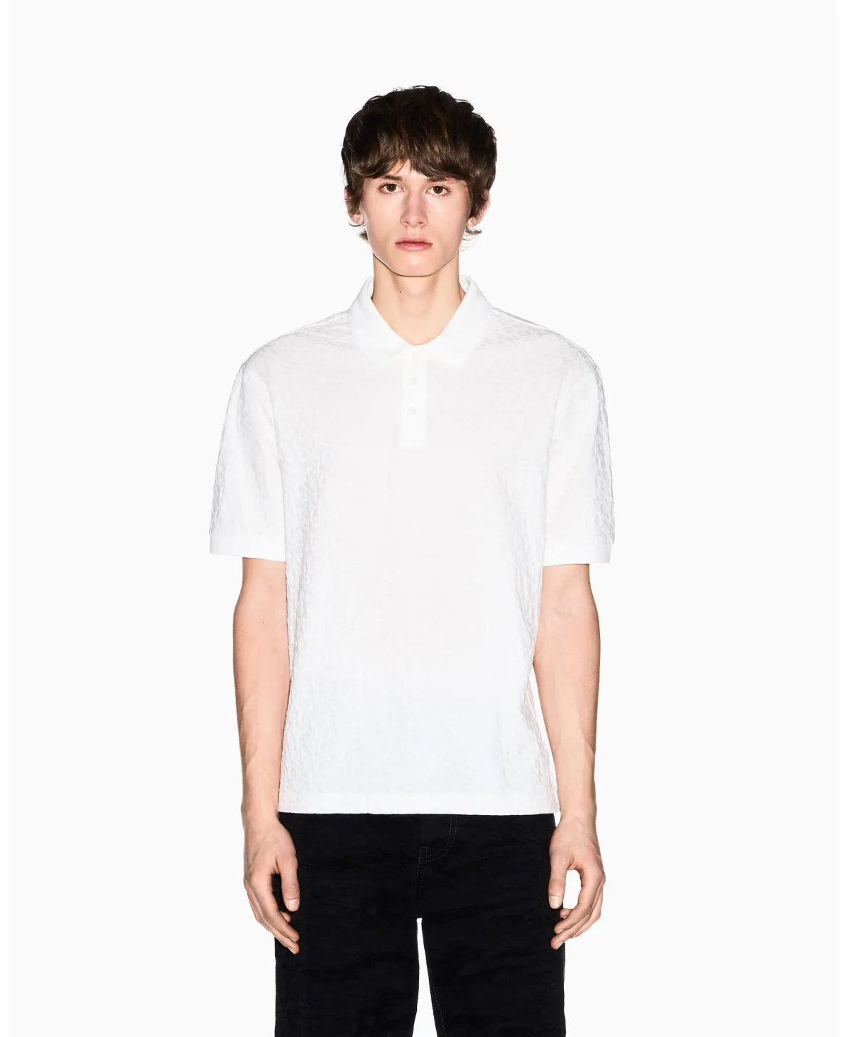 Short Sleeve Mercerized Cotton All Over Logo Print Polo Shirt by A|x Armani Exchange