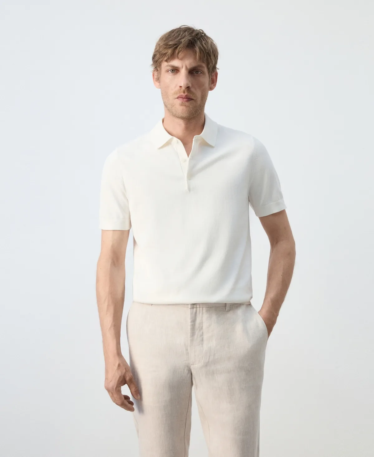 Fine-Knit Cotton Polo Shirt