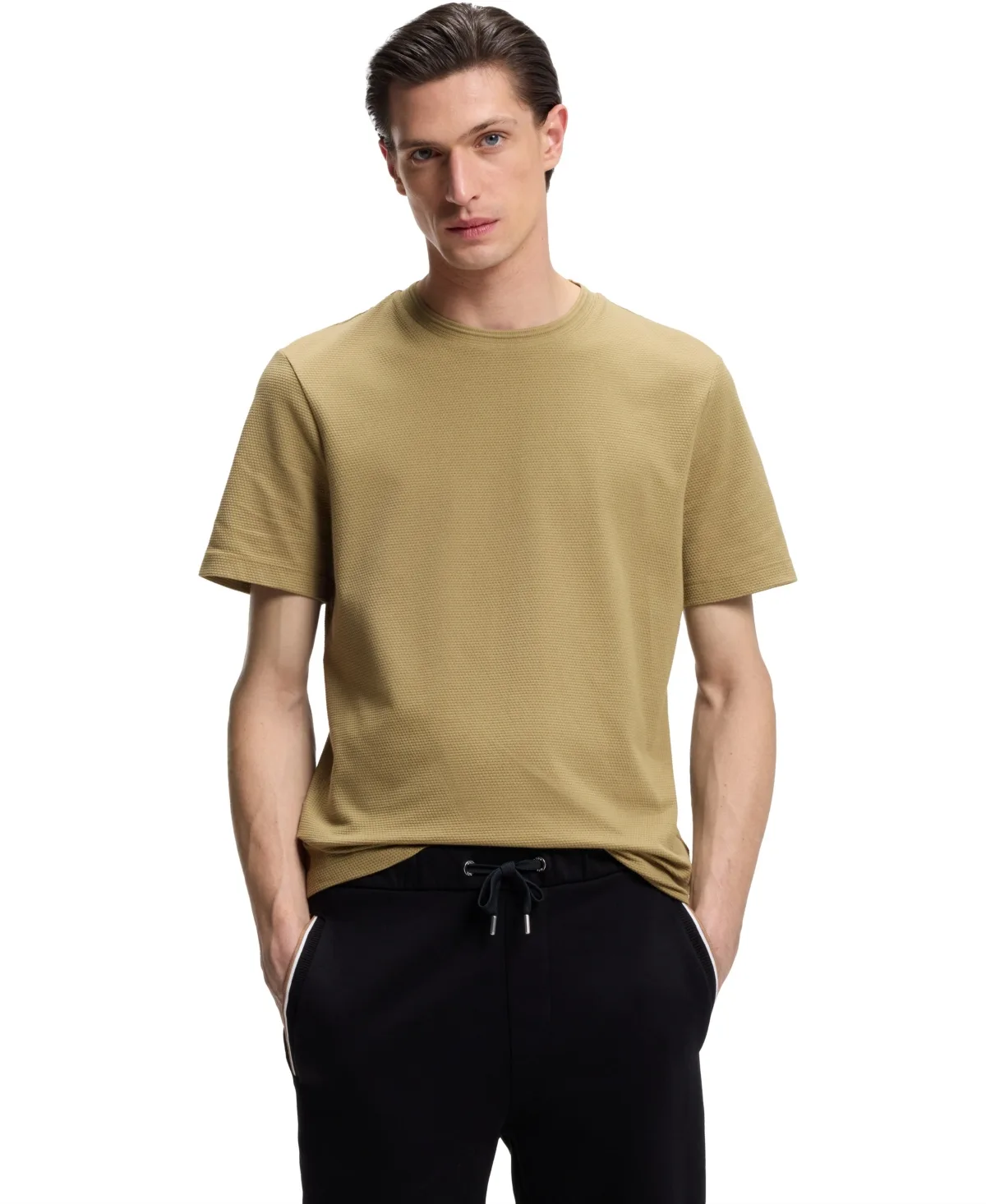 Cotton-Blend Bubble-Jacquard T-Shirt by Hugo Boss