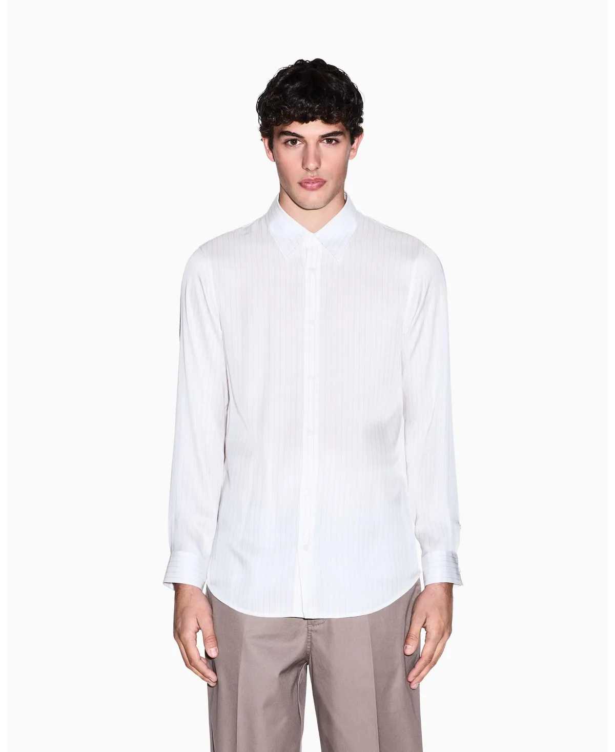 Long Sleeve Striped Viscose Woven Shirt by A|x Armani Exchange