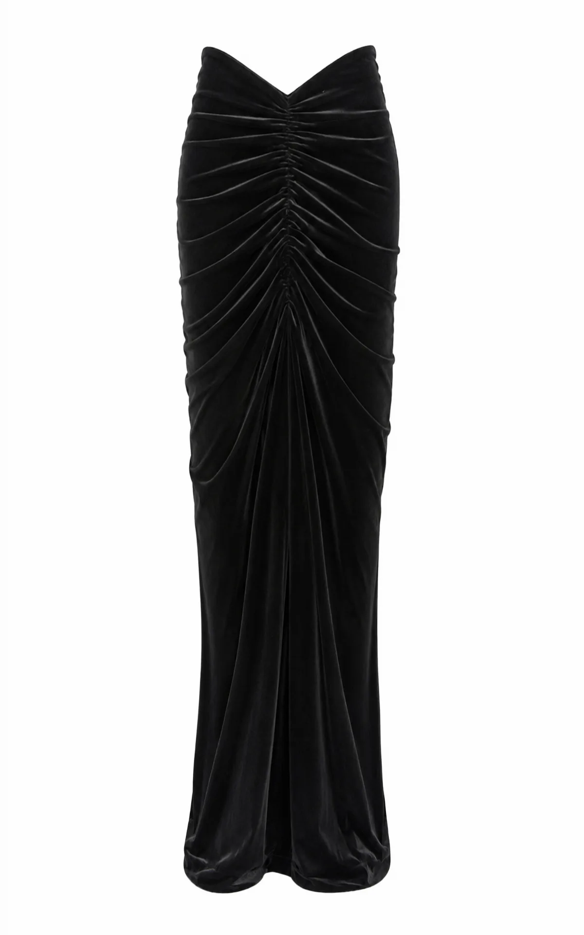 Draped Velvet Maxi Skirt
