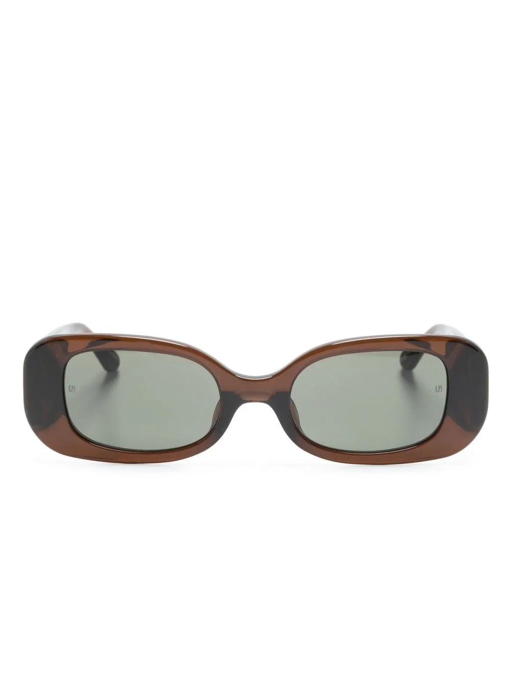 Engraved-Logo Arm Sunglasses by Linda Farrow