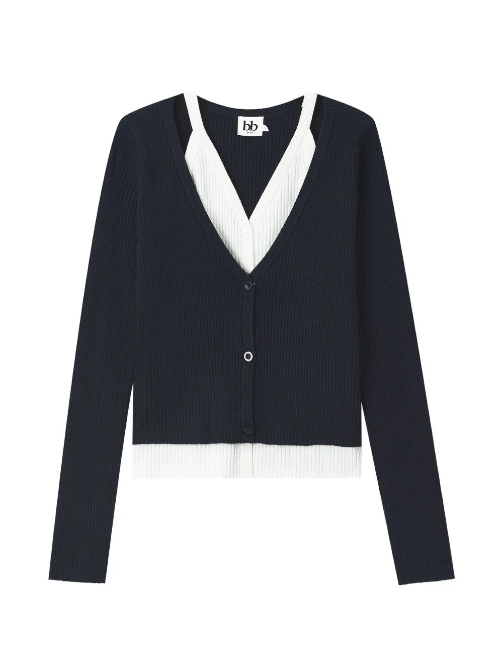 Ribbed Layered Cardigan by b+ab
