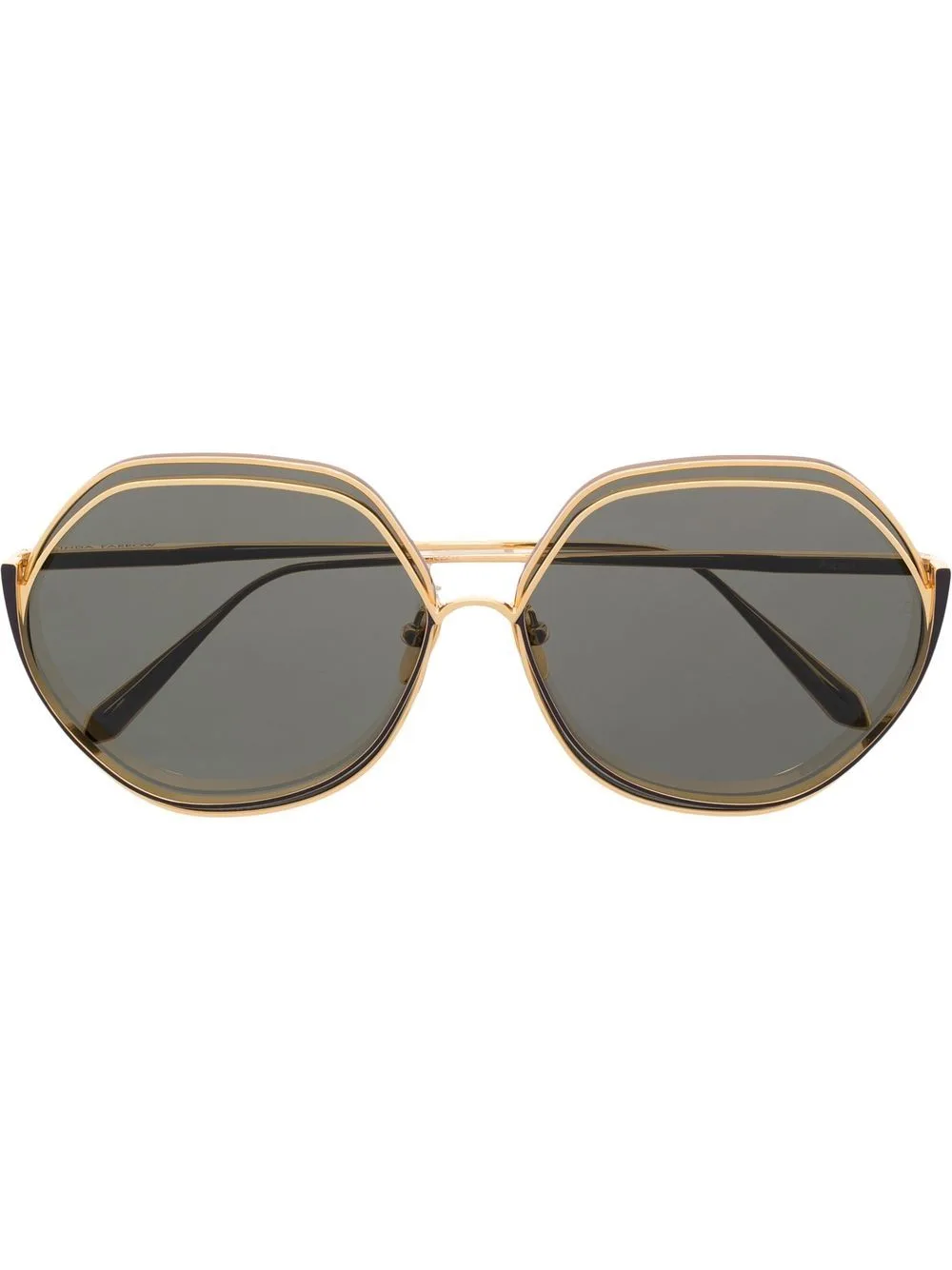 Rounded Hexagonal-Frame Sunglasses by Linda Farrow