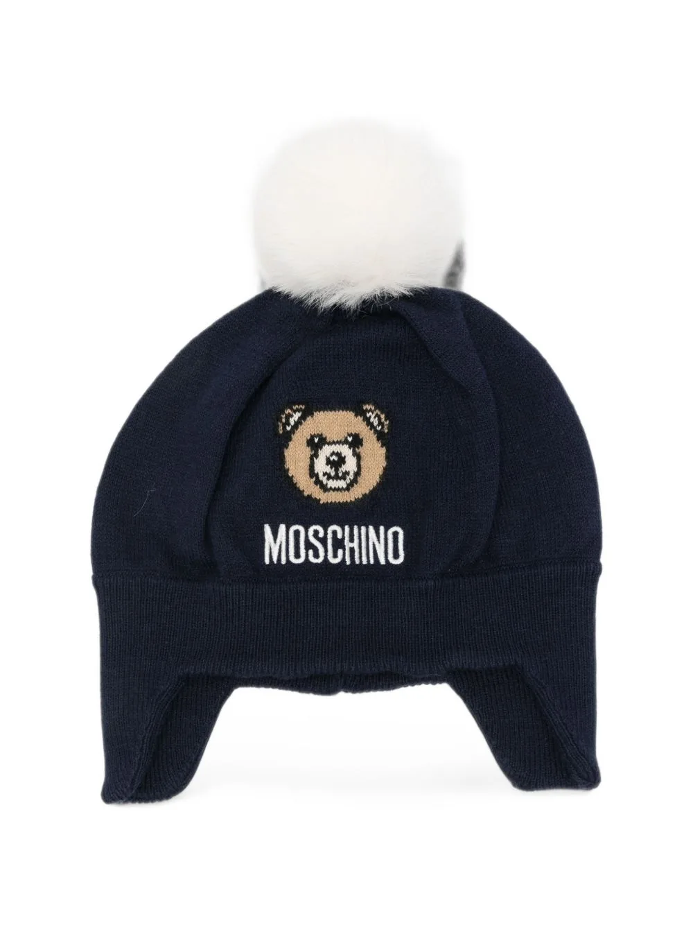 Teddy Bear Pom-Pom Beanie Hat by Moschino Kids