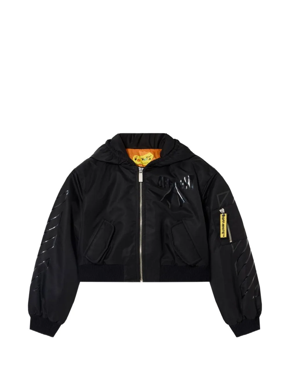 Ribbon Diagonals Cropped Bomber Jacket by Off-White Kids