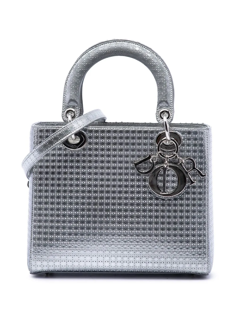 2015 Medium Metallic Patent Microcannage Lady Dior Satchel by Christian Dior Pre-Owned