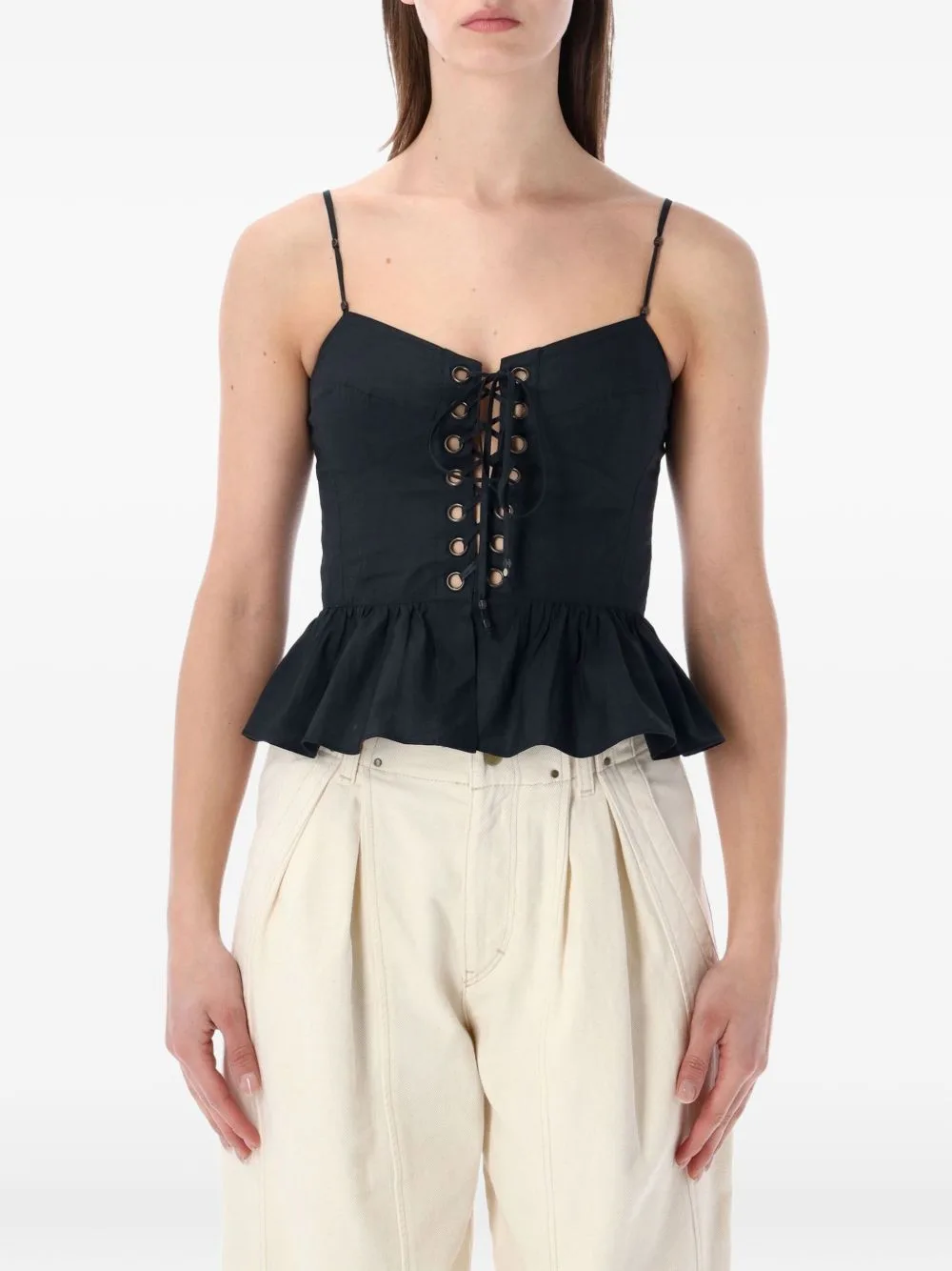 Dolma Lace-Up Peplum Top by MARANT ÉTOILE