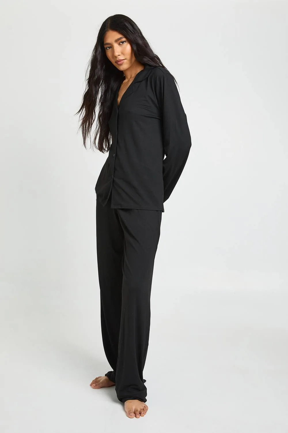 Soft Touch Button Through Shirt & Trouser Pyjama Set