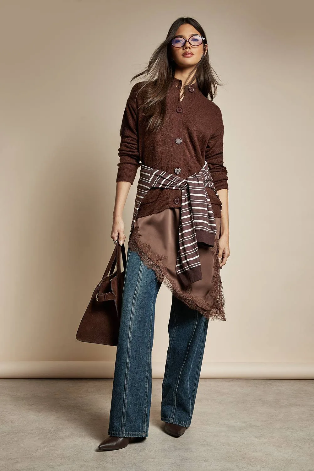 High Neck Knit Cardigan by boohoo