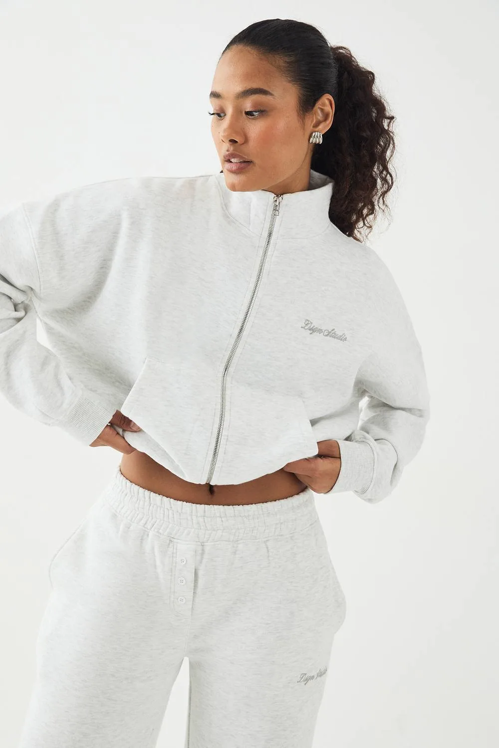 Embroidery Zip Through Funnel Neck Bomber by DSGN Studio