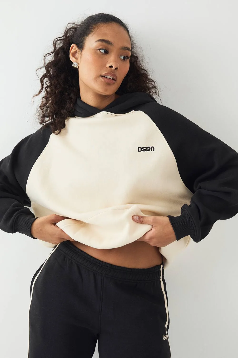 Colour Block Raglan Oversized Hoodie by DSGN Studio