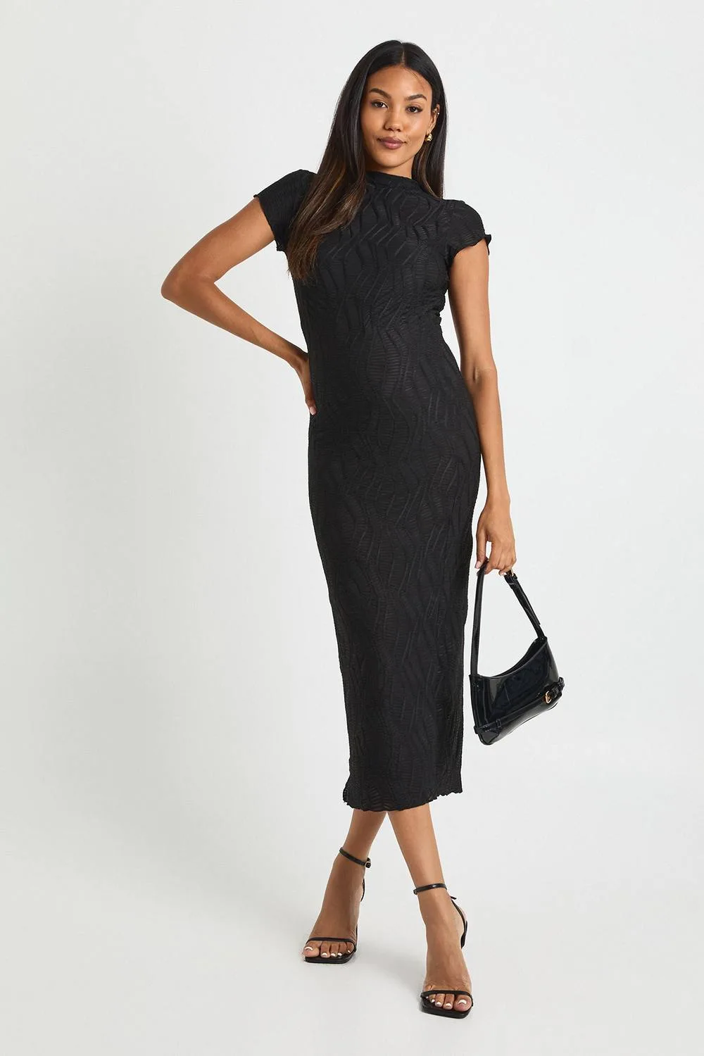 Maternity Textured Jacquard Midaxi Bodycon Dress by boohoo