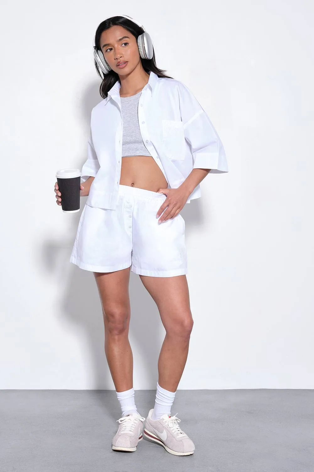 Henley Button Poplin Short by DSGN Studio
