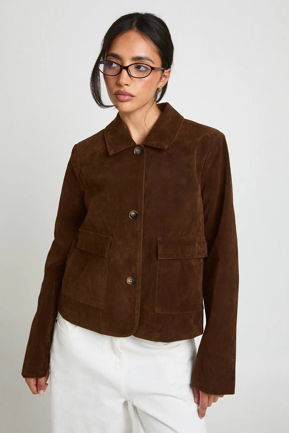 Faux Suede Pocket Detail Blazer by boohoo