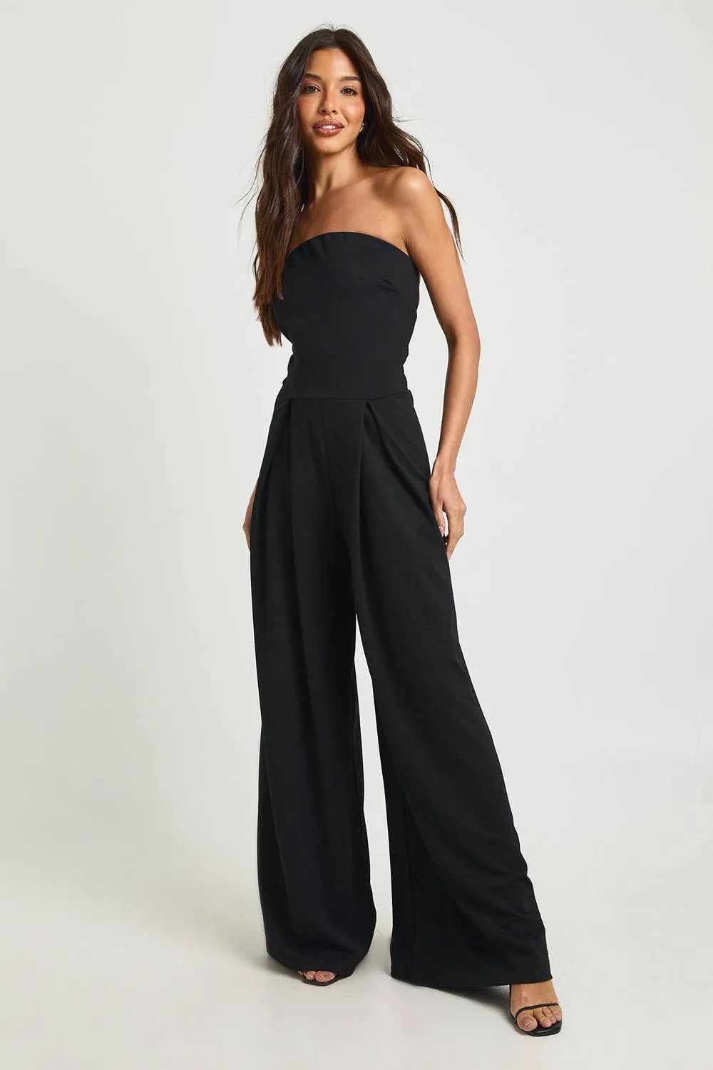 Crepe Bandeau Extreme Wide Leg Jumpsuit