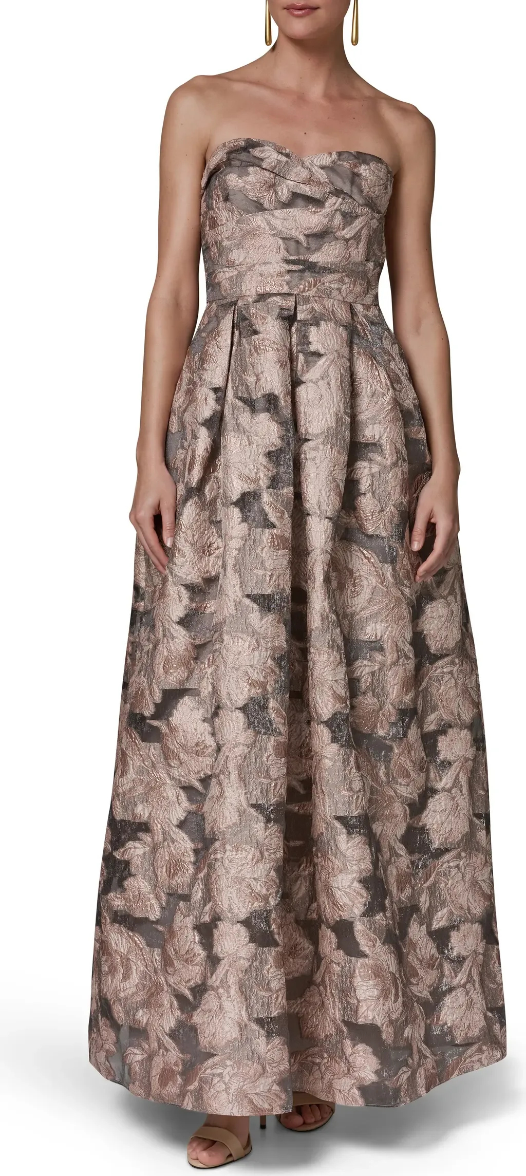 Metallic Floral Jacquard Gown