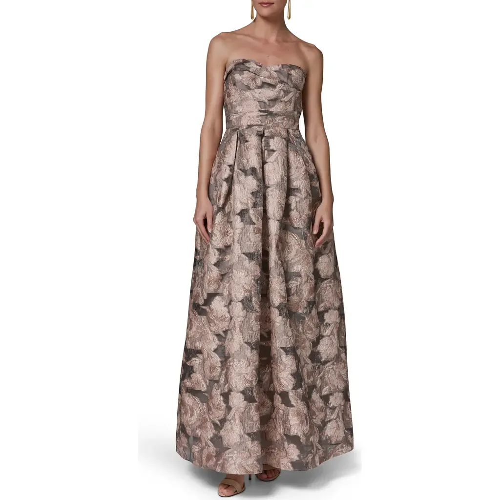 Metallic Floral Jacquard Gown