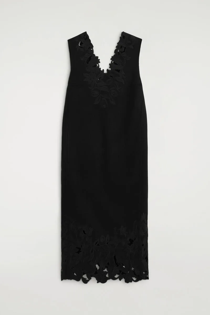 Embroidered Double-Faced Wool Dress
