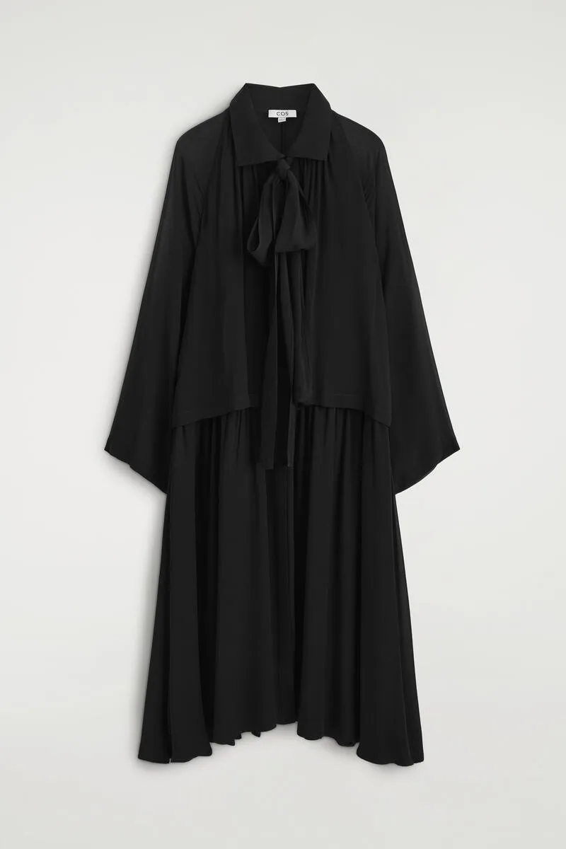 Fluid Scarf-Detail Midi Dress