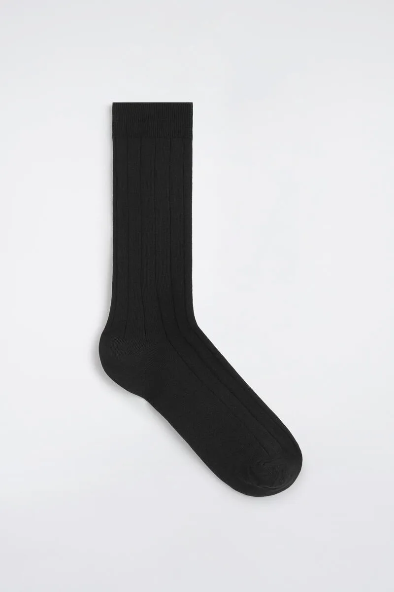 Ribbed-Knit Mercerized Cotton Socks by COS