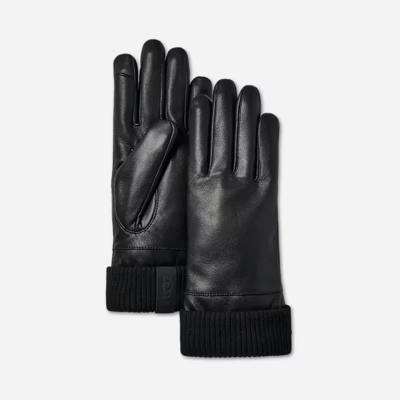 Leather Knit Cuff Glove by UGG