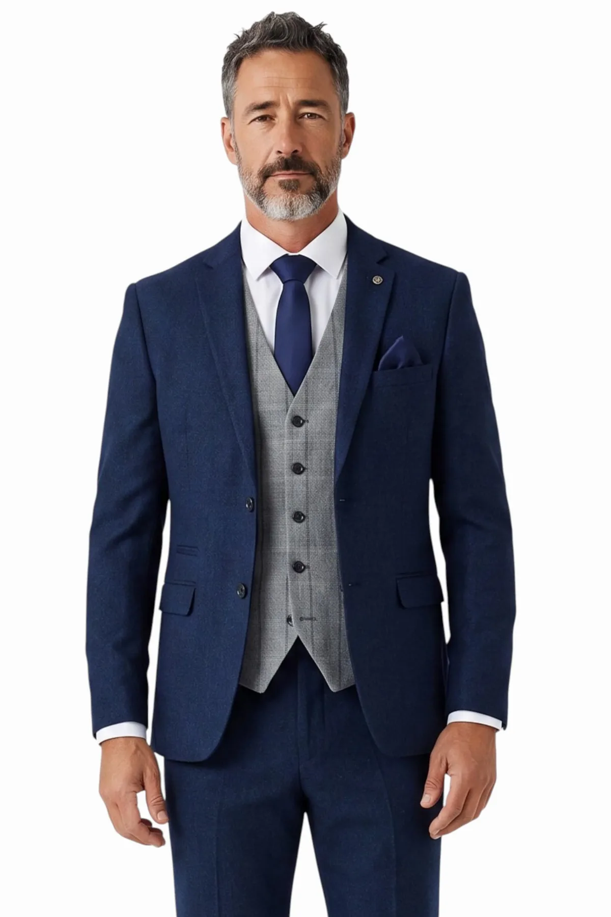Arthur 3 Piece Tailored Fit Suit with Grey Tweed Check Waistcoat by Paul Andrew