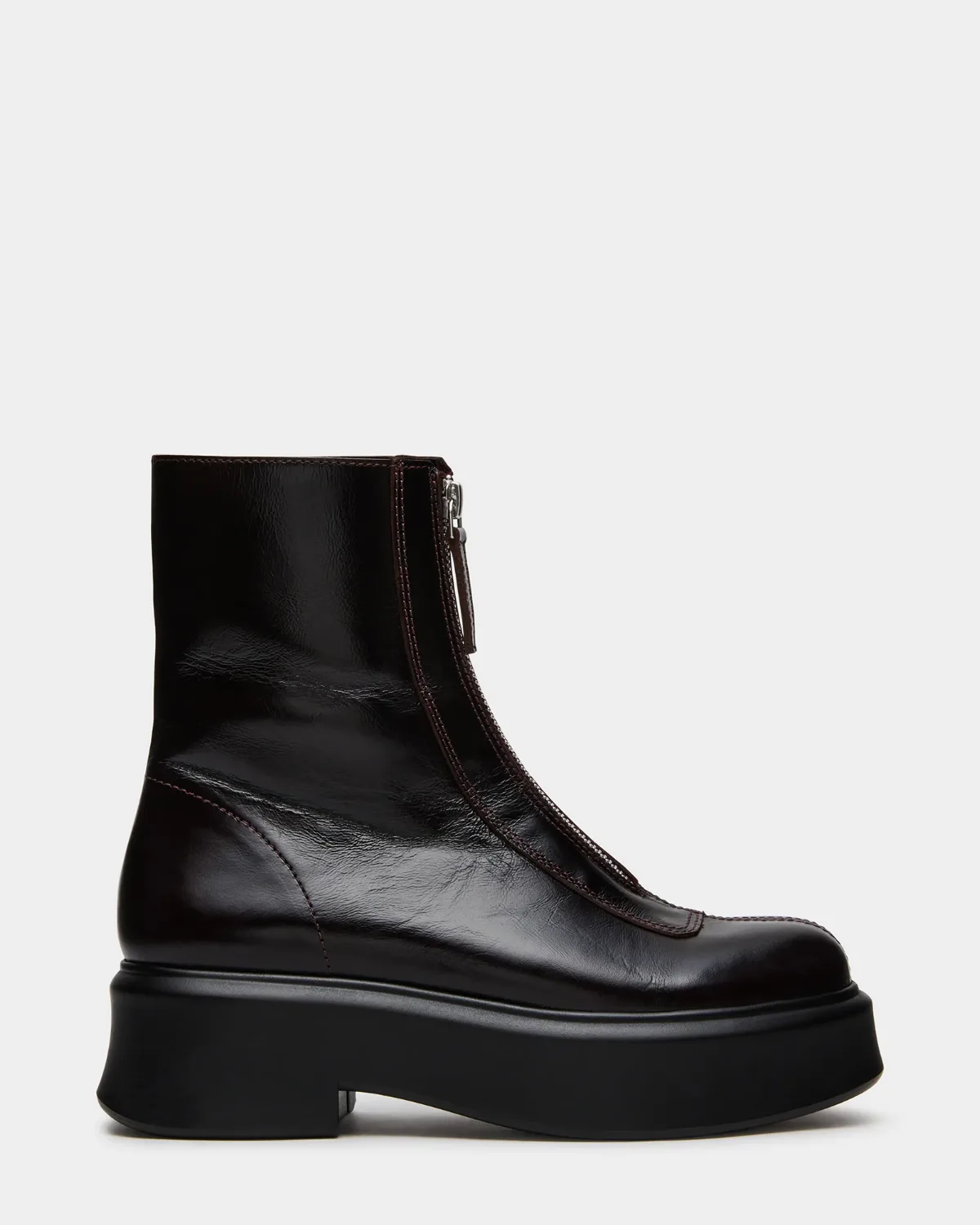 Jones Dark Cherry Leather Ankle Booties by Steve Madden