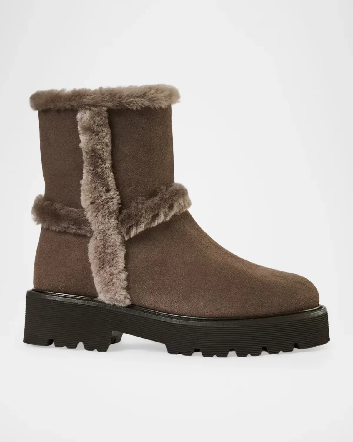 Ella Shearling-Trimmed Waterproof Suede Ankle Boots